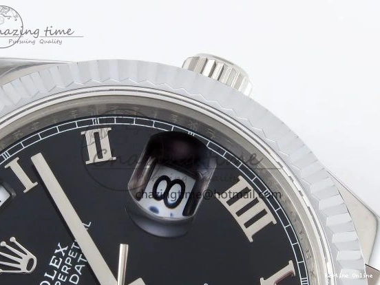 0213 Classic DayDate 40 SS JDF 904L Steel Black Roman Dial on President Bracelet VR3255 V3 (Gain Weight) 1434